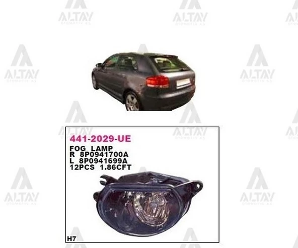 Audi A3 - Q7 2004-2008 Sis Lambası Sağ (Oem No:8P0941700A) (Adet) ürün görseli 1