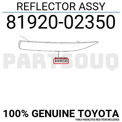 Toyota Corolla 2019-2024 Reflektör Arka Tampon Sol (Oem No:8192002350) ürün görseli 1
