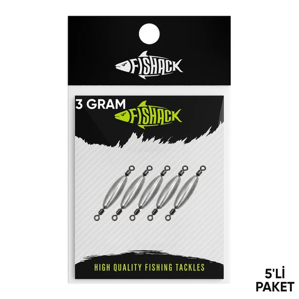 Çift Taraflı Fırdöndülü Kurşun - Fishack - 3 Gram (5'li) ürün görseli 1