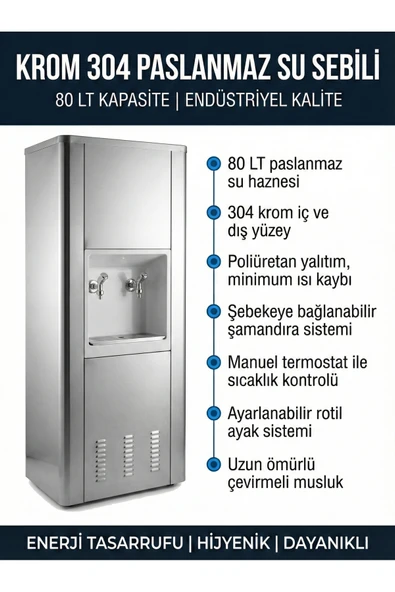 Paslanmaz Krom 304 Su Sebili 80 LT - Resim 4