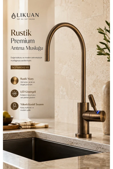 NCPS883CP-L LED Göstergeli Krom Arıtma Musluğu Premium RO Musluk ürün görseli 1