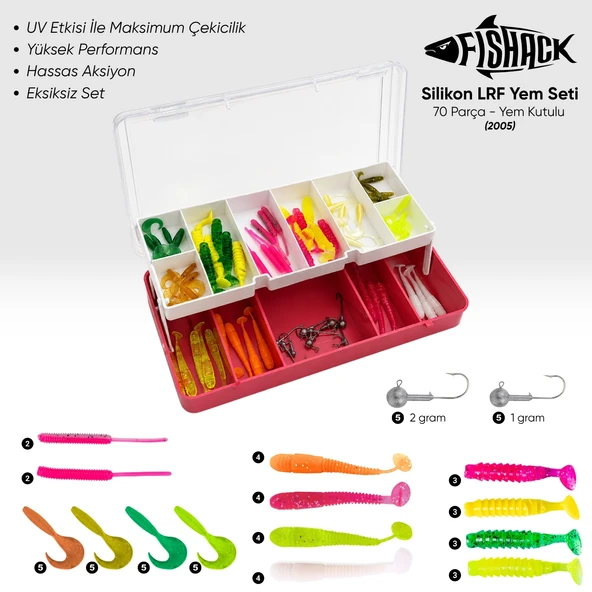 Silikon LRF Yem Seti -  70 Parça - Yem Kutulu - Fishack (2005) ürün görseli 1