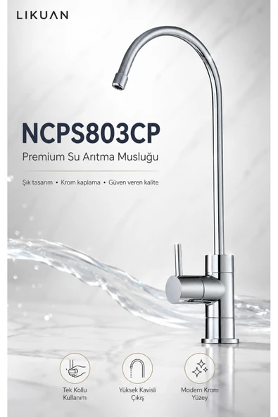 Premium Su Arıtma Musluğu Krom Tek Kollu NSF Sertifikalı NCPS803CP ürün görseli 1