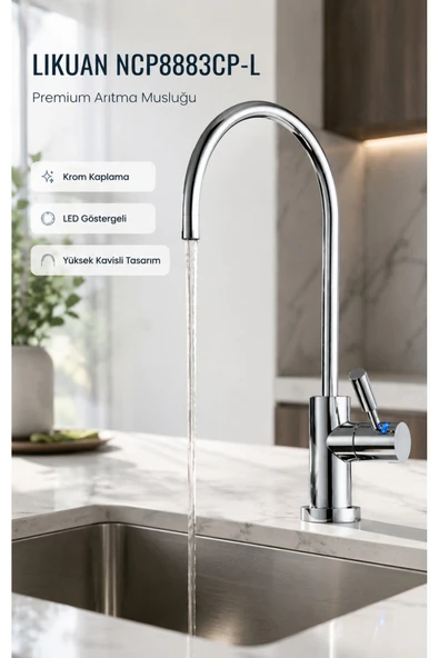 NCPS883CP-L LED Göstergeli Krom Arıtma Musluğu Premium RO Musluk ürün görseli 1