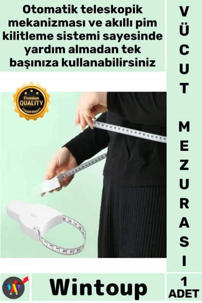 #Mezura Otomatik Teleskopik Bel Kalça Takip Fiberglas Çift Taraflı Ergonomik Vücut Ölçüm Mezurası ürün görseli 1