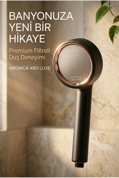 Aromica ARO LUXE-BK Siyah Aromaterapi Filtreli Duş Başlığı C Vitamini Klorsuz Made in Kore ürün görseli 1