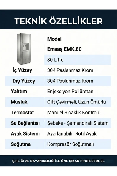 Paslanmaz Krom 304 Su Sebili 80 LT - Resim 6