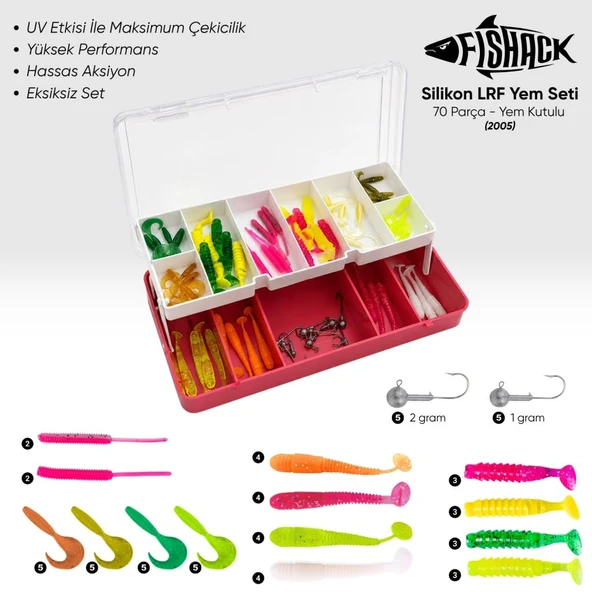 Silikon LRF Yem Seti -  70 Parça - Yem Kutulu - Fishack (2005) ürün görseli 1