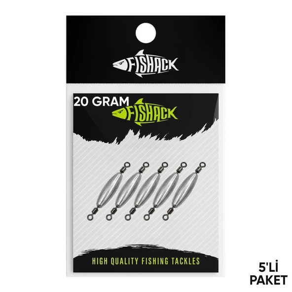 Çift Taraflı Fırdöndülü Kurşun - Fishack - 20 Gram (5'li) ürün görseli 1