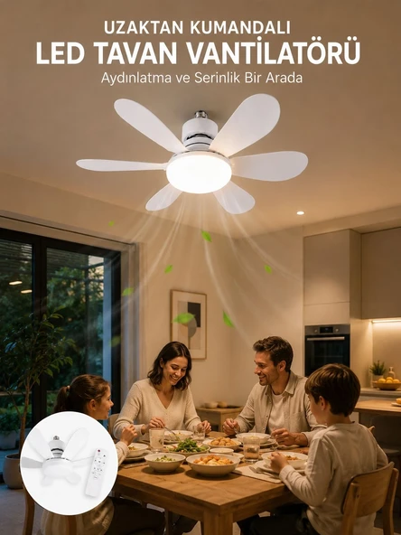 Ayarlanabilir Parlaklık Özellikli Led Tavan Vantilatörü Süper Sessiz Motor Teknolojisi Ve Güçlü Hava Akışı ürün görseli 1