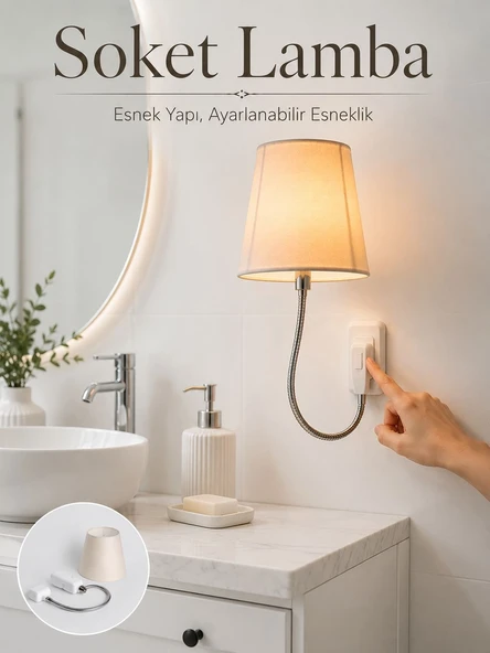 Soket Tipi Ayarlanabilir Başlıklı Dekoratif Gece Lambası ürün görseli 1