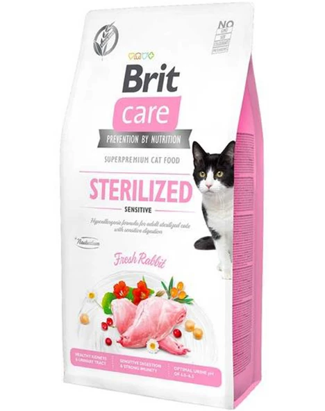 Brit Care Sterilized Sensitive 2kg Tahılsız Tavşanlı Kısırlaştırılmış Kedi Maması ürün görseli 1