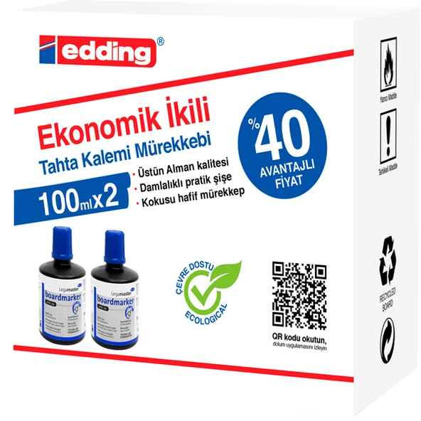 Legamaster Tahta Kalem Mürekkebi Ekonomik 100 ML Mavi 2 Li LM1199K203 ürün görseli 1