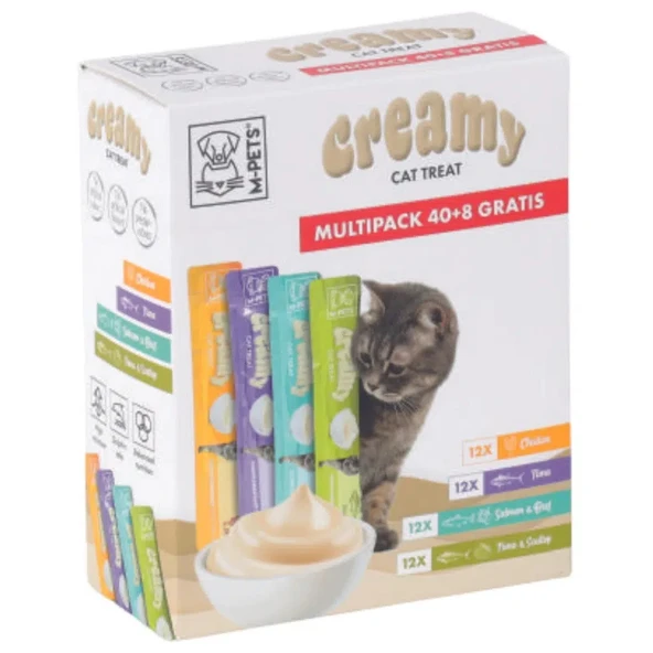 M-pets creamy karışık lezzetler krema kedi ödülü 48li 15 gr ürün görseli 1