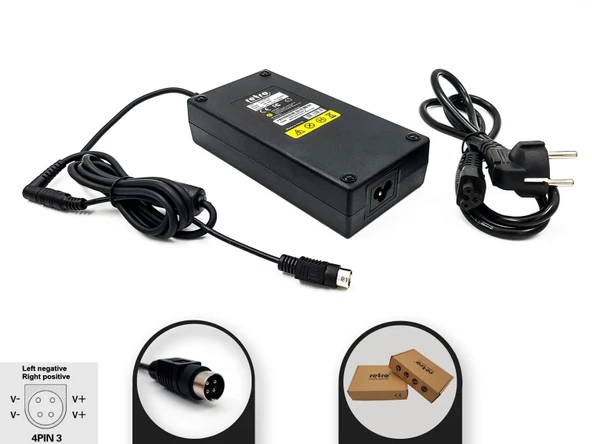 19.8V, 20V, 7.7A, 8.33A, 8.5A, 180W, 200W 4-Pin DIN Erkek 4PIN3 Adaptör RETRO ürün görseli 1