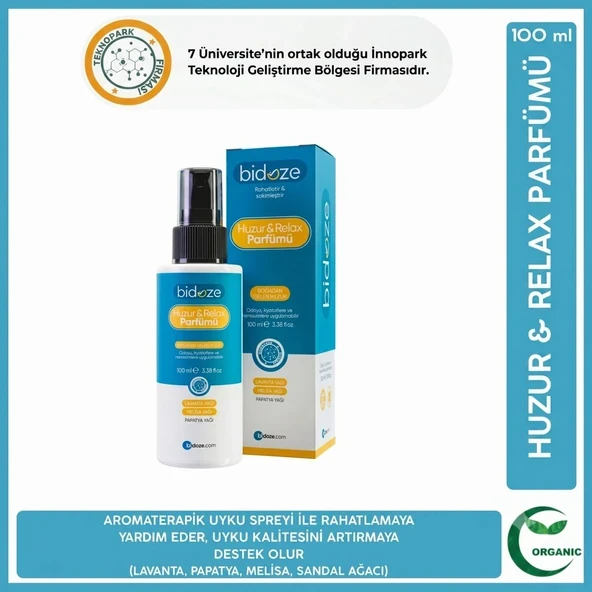 Bidoze Huzur & Relax Parfümü 100 Ml.  Sakinleştirici Uyku ve Yastık Spreyi ürün görseli 1