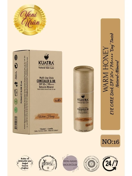 KUATRA WARM HONEY NAT. MİN STİCK CONCEALER  BB SPF+50 PA ÇOK AMAÇLI LEKE KARŞITI 11,5 ML ürün görseli 1