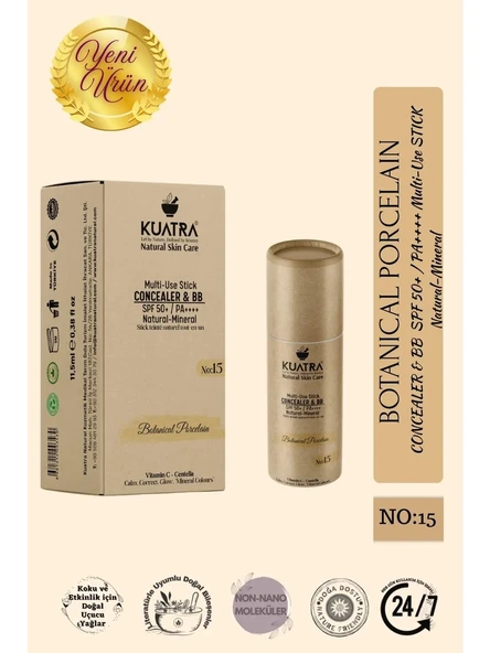 KUATRA BOT.POR.NAT. MİNERAL STİCK CONCEALER & BB | SPF 50 + PA ÇOK AMAÇLI NEM. RENKLİ BAKIM 11,5 ML ürün görseli 1