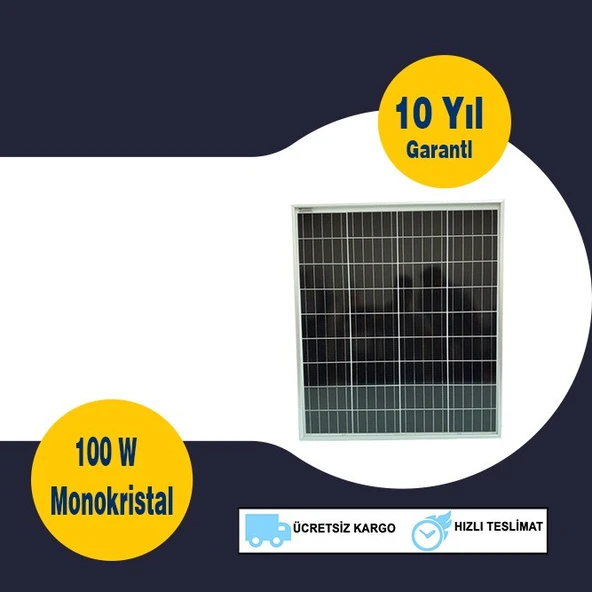 GESPER 100 WATT MONOKİRSTAL GÜNEŞ PANELİ 12V 36 HÜCRE ürün görseli 1