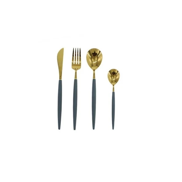 Wanelli Rotti Gri Gold 24 Parça Çatal Kaşık Bıçak Seti ürün görseli 1