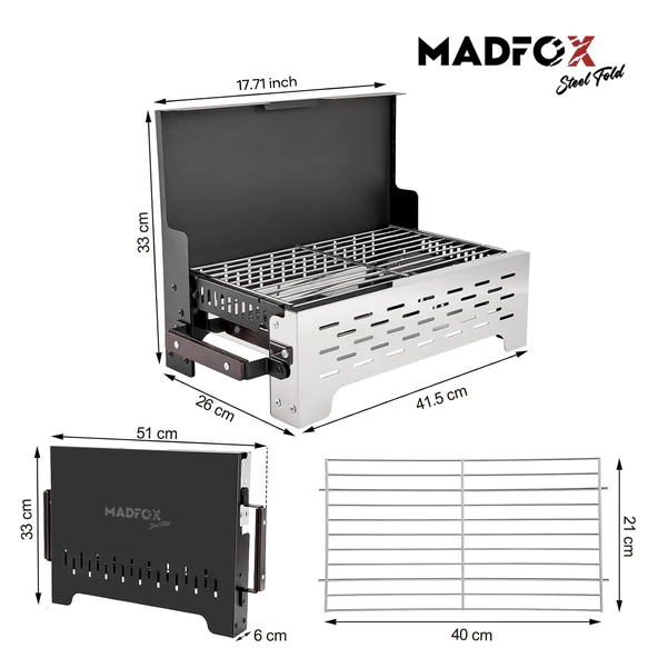 Madfox SteelFold Paslanmaz Çelik Katlanabilir Mangal - Resim 3