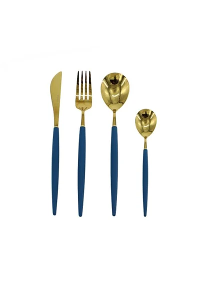 Wanelli Rotti Fx1070 Mavi Gold 24 Parça Çatal Kaşık Bıçak Takımı ürün görseli 1