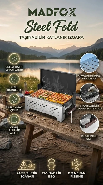 Madfox SteelFold Paslanmaz Çelik Katlanabilir Mangal ürün görseli 1
