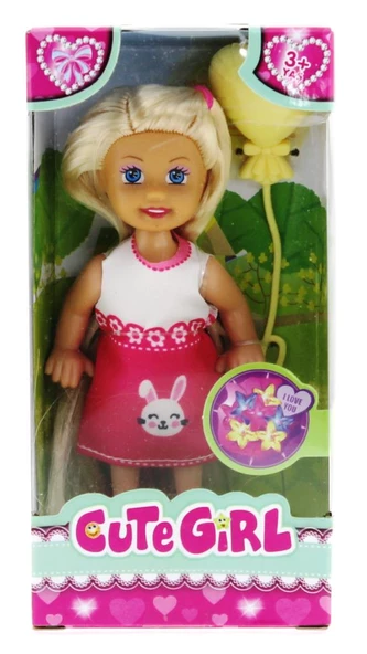 Cute Girl Sarı Balonlu Sarışın Mini Bebek ürün görseli 1