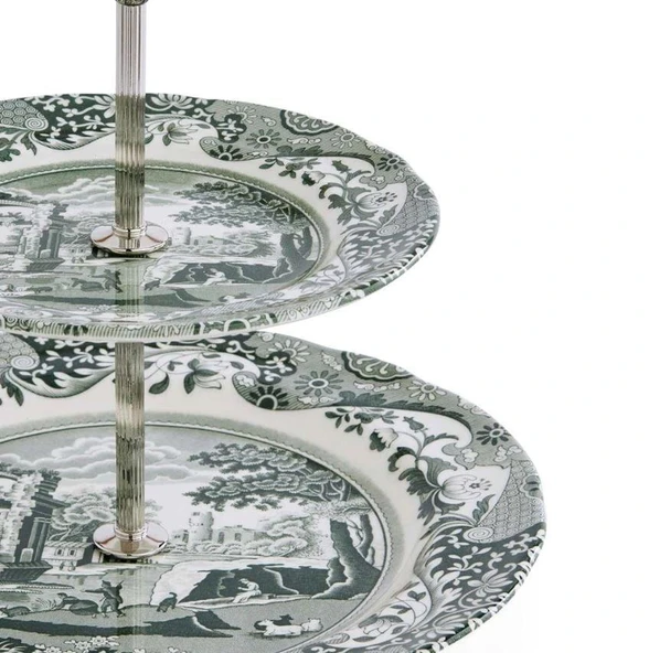 Spode Green Italıan 2 Katlı Kek Stand - Resim 2