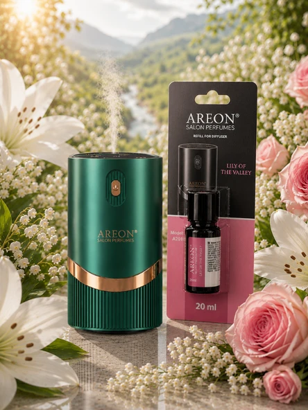 Areon Aromatik Difüzör Yeşil (Lux Metal) + Lily Of The Valley ürün görseli 1