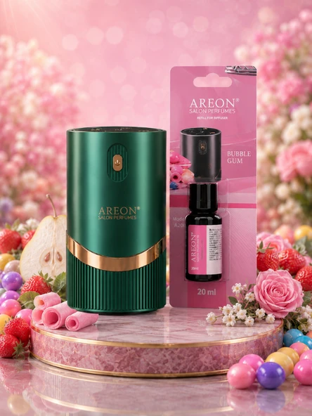Areon Aromatik Difüzör Yeşil (Lux Metal) + Bubble Gum ürün görseli 1