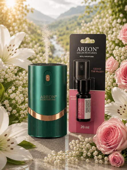 Areon Aromatik Difüzör Yeşil (Lux Metal) + Lily Of The Valley ürün görseli 1