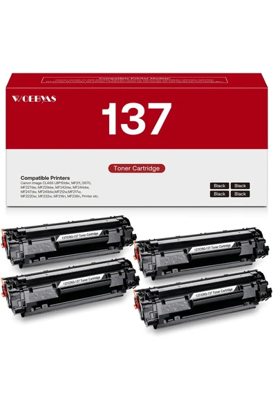 Canon CRG737 MF236n, MF216N, MF227dw, MF242dw, MF240, MF230, MF216n, MF236n, MF227dw (Black, 4-Pack) ürün görseli 1