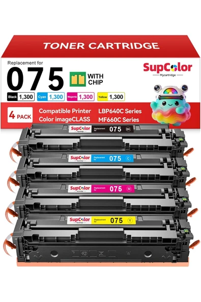 Canon CRG-075 ÇİPLİ MF665Cdw MF662Cdw MF663Cdw LBP647Cdw LBP646Cdw YA-DE BİLİŞİM (Color, 4-Pack) ürün görseli 1