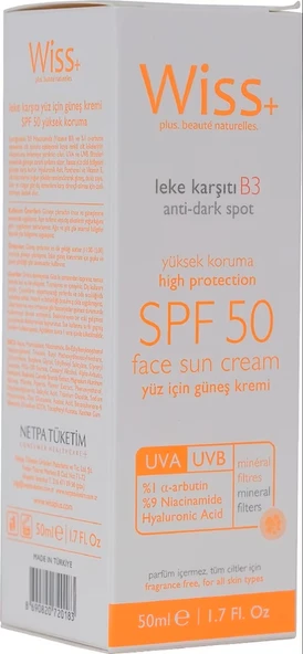Wiss+ Spf 50 Leke Karşıtı Yüz İçin Güneş Kremi 50ml ürün görseli 1