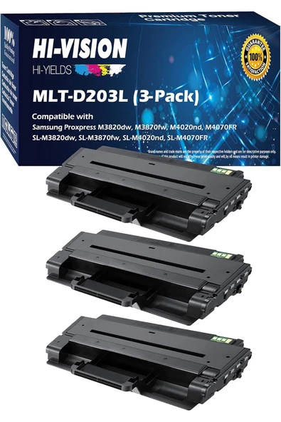 Samsung 203L 3 PCS MUADİL MLTD203L ProXpress SL-M3320 SL-M3820 SL-M4020 SL-M3370 SL-M3870 SL-M4070 (Black ürün görseli 1