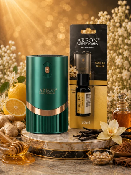 Areon Aromatik Difüzör Yeşil (Lux Metal) + Vanilla Black ürün görseli 1
