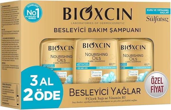 Bioxcin Kuru Ve Yıranmış Saçlar Sülfatsız 3 lü Şampuan ürün görseli 1