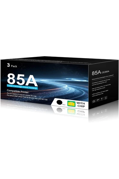 HP CE285A 3ADET Laserjet Pro P1102W 1102W M1212 M1212NF MFP P1109W M1210 M1217NFW (3 Pack, Black) ürün görseli 1