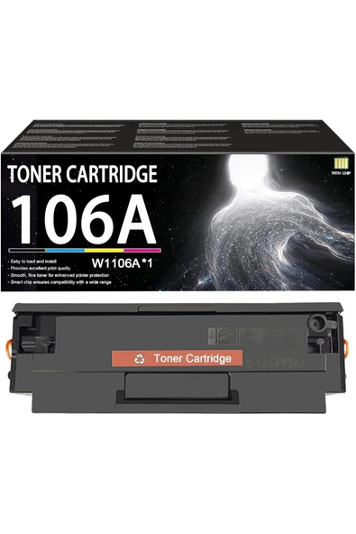 HP 106A W1106A Toner 107 107a 107w MFP 135 135a 135w 137fnw with Chip, 1 Pack ürün görseli 1