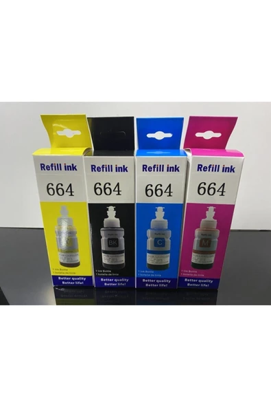 Refill İnk Epson 664 L Serisi Masaüstü Yazıcı Için Dye Mürekkebi. (MUADİL) T6641/6642/6643/6644 ürün görseli 1