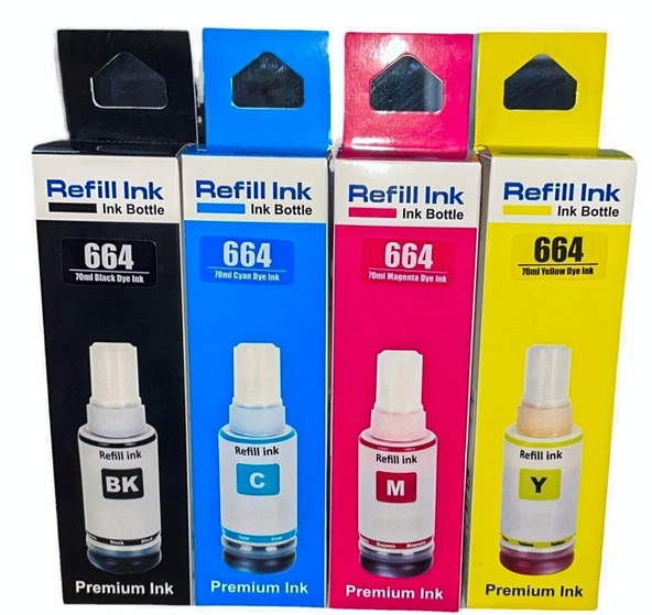 printiks EPSON T664 L382,l386,l3050,l3060,l3070,l565 4 Renk Mürekkep Seti Uyumlu ürün görseli 1