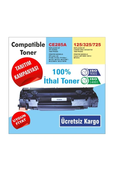 HP Ce285a 85a 3 Adet Ithal Toner Kampanyası P1102/1132/1212 ürün görseli 1