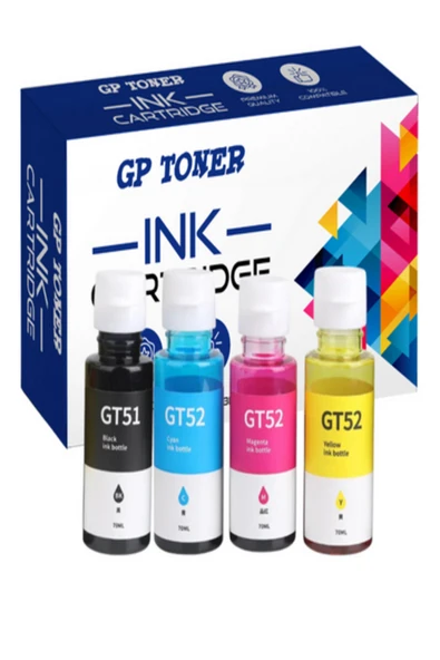 HP HP52XL MUADİL DeskJet GT 5800 HP DeskJet GT 5810 HP DeskJet GT 5820 4 set(1x BK 1x C 1x M 1x AURA ürün görseli 1