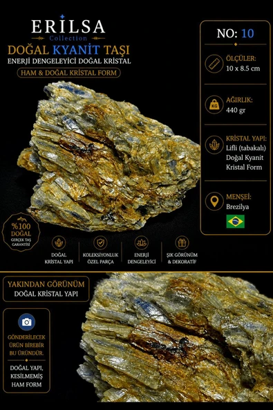 Sertifikalı Doğal Kyanit Taşı Kütle – Ham Kristal Form Dekoratif Mineral NO10 ürün görseli 1