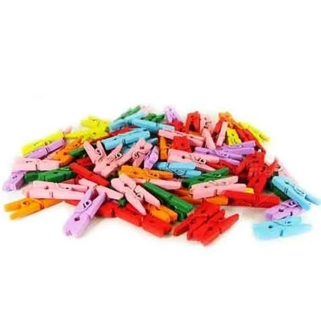 100'lü Renkli Ahşap Mandal 2.5cm (12'li Paket-1200 Adet) ürün görseli 1