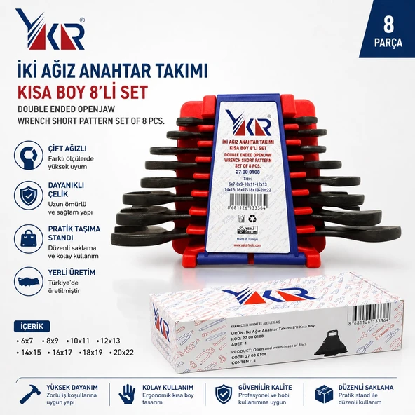 YAKAR AÇIK AĞIZ ANAHTAR TAKIMI 8 Lİ ürün görseli 1