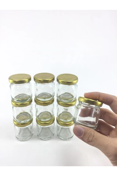 10'lu Çok Amaçlı Düzenleyici Gold Kapaklı Mini Kavanoz Seti 40 Cc ürün görseli 1