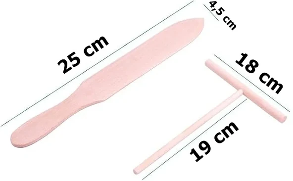 Ahşap Krep Yayma Aparatı-Krep Spatulası Seti - Resim 2