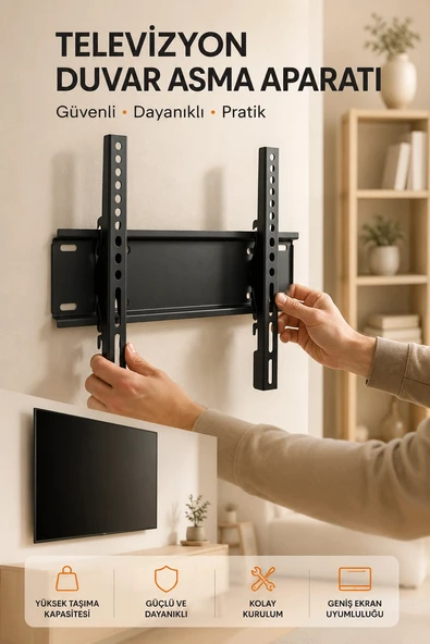 Yüksek Taşıma Kapasiteliniversal TV Duvar Askı Aparatı 32-42 İnç Güvenli Sabitleme Sistemi ürün görseli 1